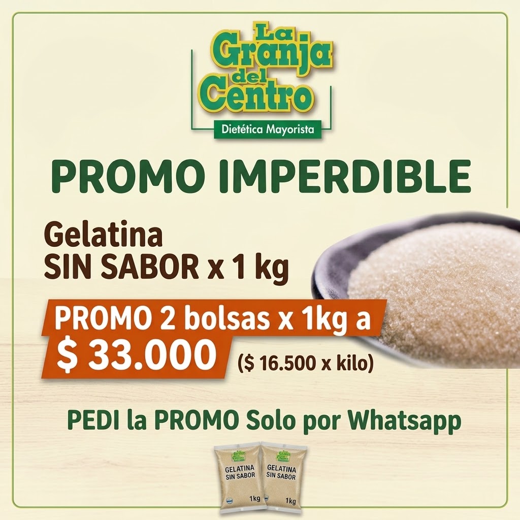 Ofertas y Promociones Gelatina SIN SABOR PROMO 2 x 1 kg